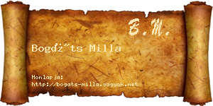 Bogáts Milla névjegykártya